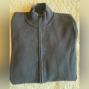rag & bone‎ Slim Fit Full Zip Mock Neck Cotton Knit Cardigan in Black Size L